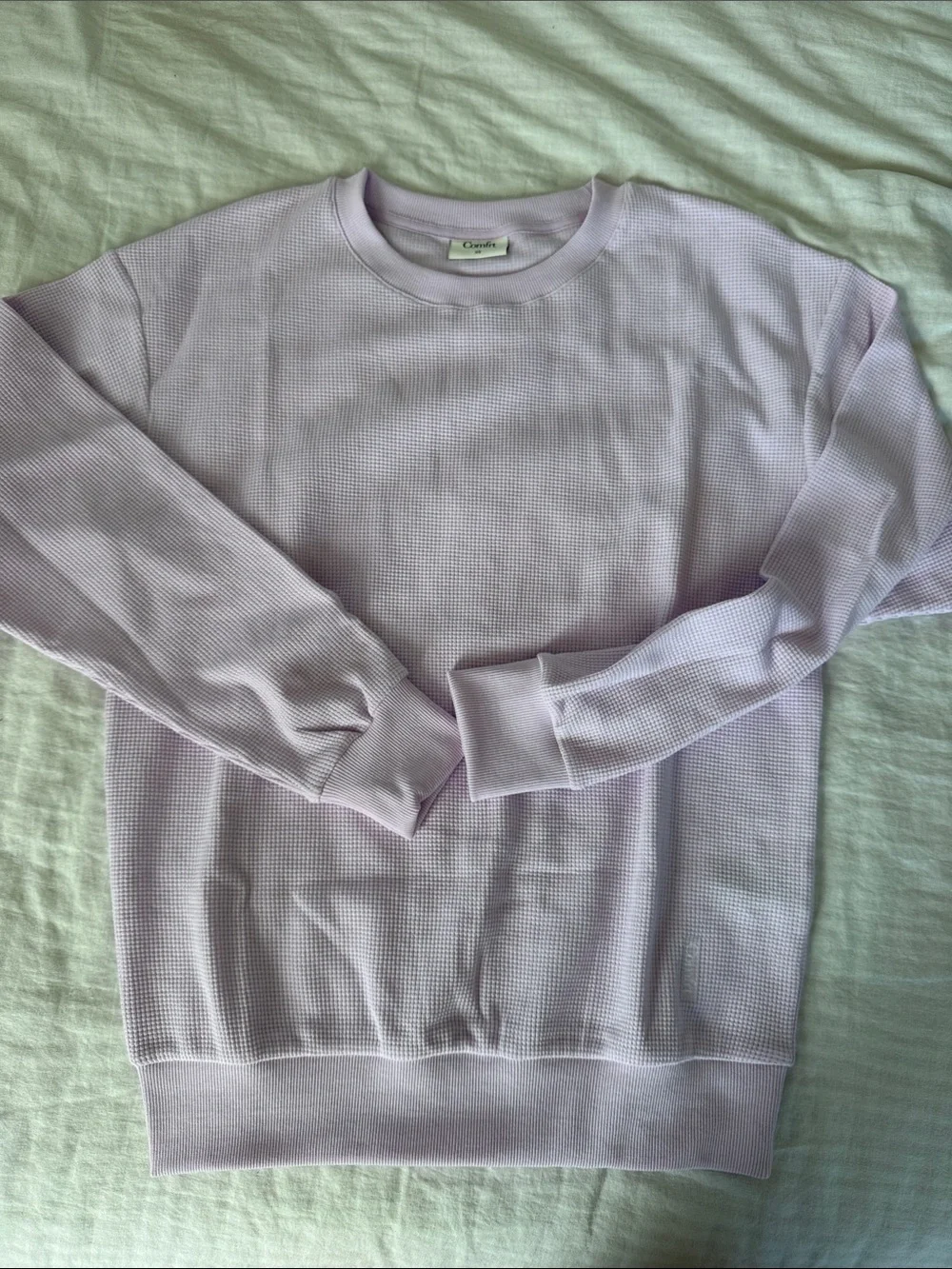 Comfrt Crewneck Waffle Lounge Knit Sweater - Opal